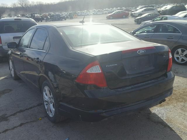 3FAHP0HA6CR138888 - 2012 FORD FUSION SE BLACK photo 3