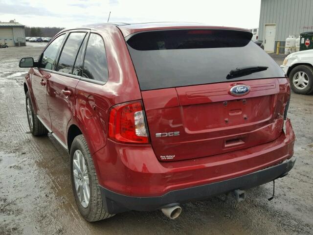 2FMDK4JC9EBB34356 - 2014 FORD EDGE SEL RED photo 3