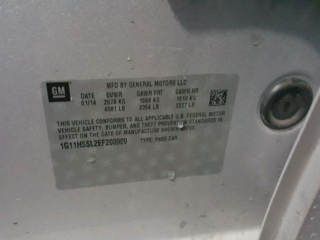 1G11H5SL2EF200909 - 2014 CHEVROLET MALIBU LTZ 银色 照片 10