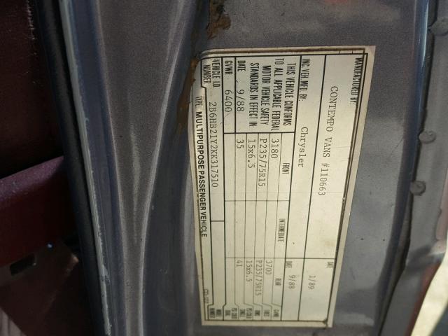 2B6HB21Y2KK317510 - 1989 DODGE RAM VAN B2 BROWN photo 10