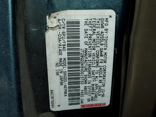 JT2BG22K8V0015733 - 1997 TOYOTA CAMRY LE BROWN photo 10