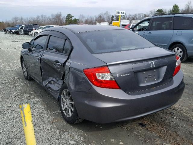 19XFB2F59CE050667 - 2012 HONDA CIVIC LX GRAY photo 3