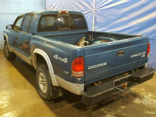 1D7HG48N93S202436 - 2003 DODGE DAKOTA QUA BLUE photo 3