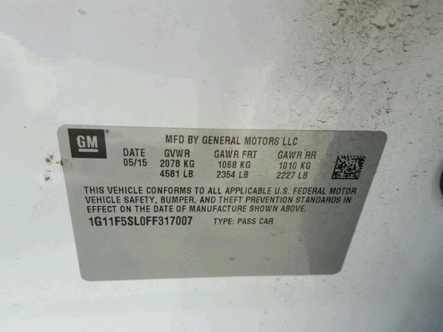 1G11F5SL0FF317007 - 2015 CHEVROLET MALIBU LTZ 白色 照片 10