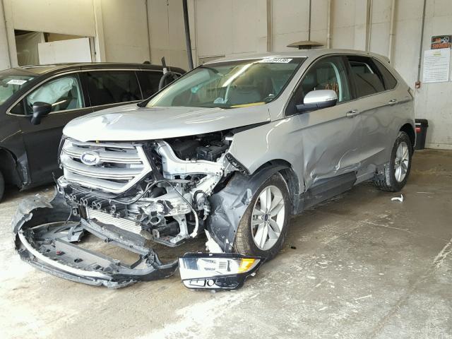 2FMTK4J95FBB79263 - 2015 FORD EDGE SEL SILVER photo 2