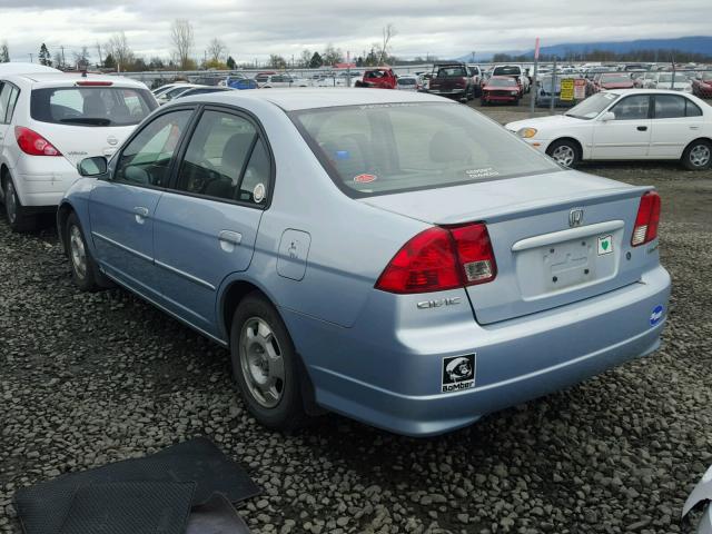 JHMES96654S003243 - 2004 HONDA CIVIC HYBR BLUE photo 3