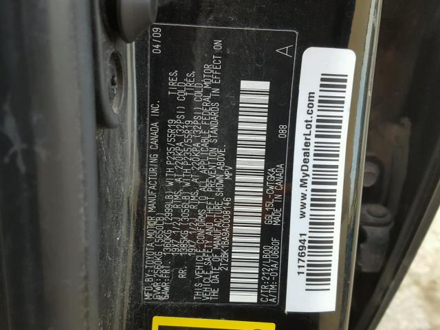 2T2BK1BA9AC008146 - 2010 LEXUS RX 350 BLACK photo 10