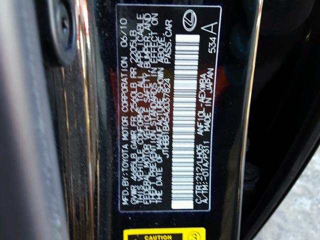 JTHBB1BA5A2037824 - 2010 LEXUS HS 250H BLACK photo 10