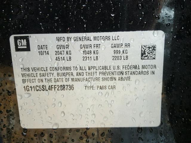 1G11C5SL4FF208736 - 2015 CHEVROLET MALIBU 1LT 黑色 照片 10