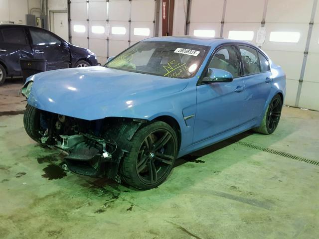 WBS3C9C51FP806213 - 2015 BMW M3 BLUE photo 2