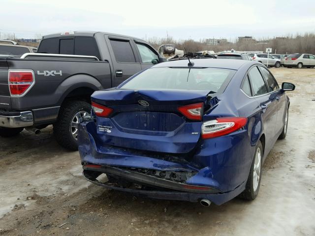 3FA6P0H79DR144536 - 2013 FORD FUSION SE BLUE photo 4