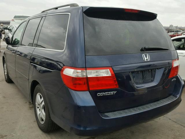 5FNRL38767B110080 - 2007 HONDA ODYSSEY EX BLUE photo 3