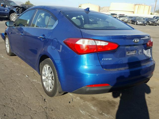 KNAFX4A8XE5052891 - 2014 KIA FORTE EX BLUE photo 3