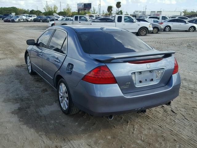 1HGCM66827A004168 - 2007 HONDA ACCORD EX BLUE photo 3