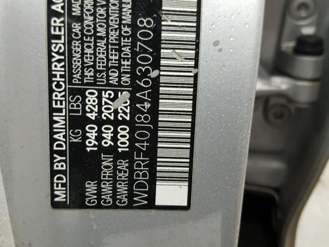 WDBRF40J84A630708 - 2004 MERCEDES-BENZ C 230K SPO SILVER photo 10