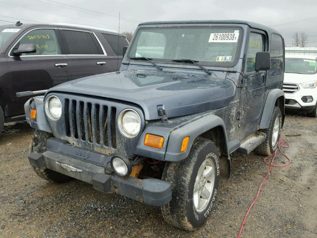 1J4FA49S42P705326 - 2002 JEEP WRANGLER / BLUE photo 2