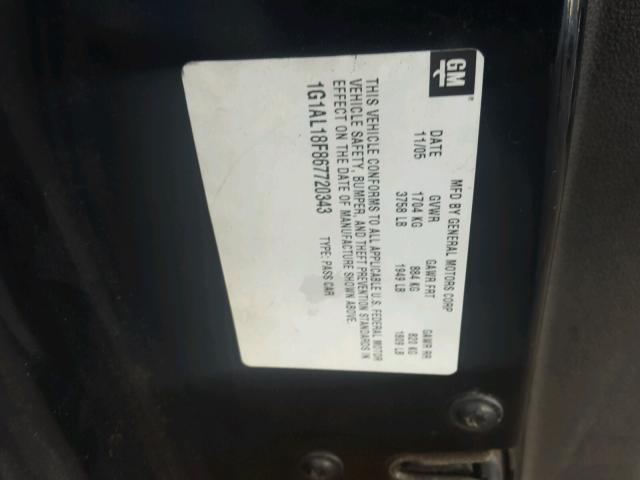 1G1AL18F867720343 - 2006 CHEVROLET COBALT LT BLACK photo 10