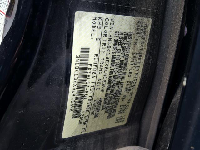 3N1BC13EX8L415342 - 2008 NISSAN VERSA S BLACK photo 10