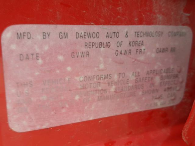 KL1TD526X5B360556 - 2005 CHEVROLET AVEO BASE Qırmızı foto 10