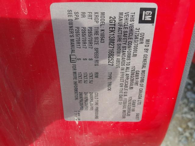 2GTEK13M271682527 - 2007 GMC NEW SIERRA RED photo 10