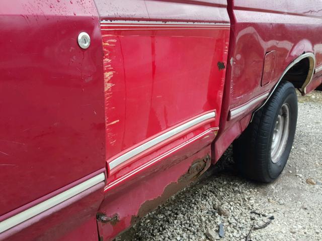 1FTEX15Y1PKA53407 - 1993 FORD F150 MAROON photo 9