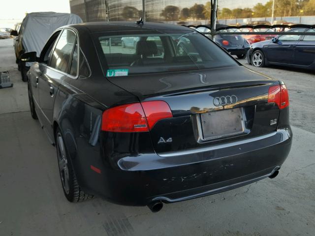 WAUDH78EX8A165124 - 2008 AUDI A4 3.2 QUA BLACK photo 3