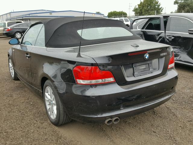 WBAUN13528VH80159 - 2008 BMW 128 I BLACK photo 3