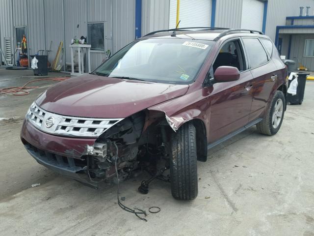 JN8AZ08T25W308501 - 2005 NISSAN MURANO SL MAROON photo 2