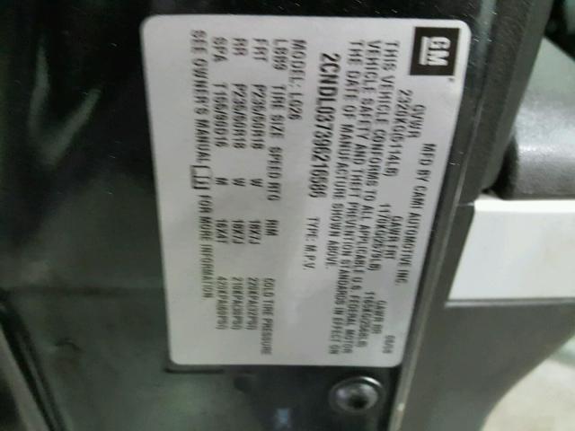 2CNDL037396216586 - 2009 CHEVROLET EQUINOX SP BLACK photo 10