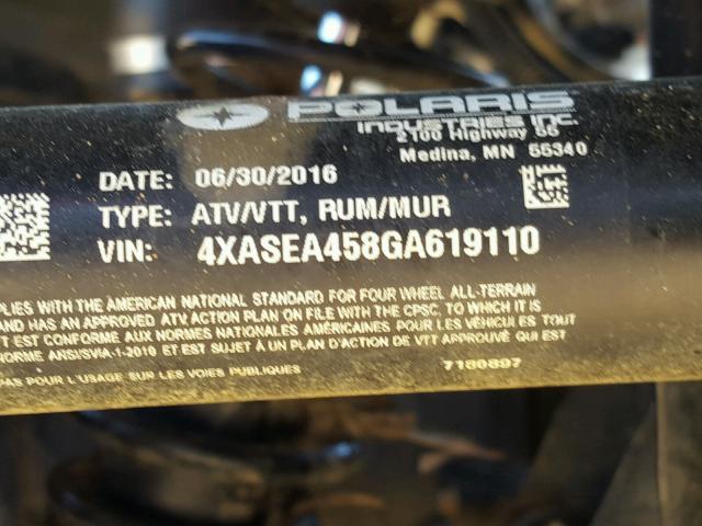 4XASEA458GA619110 - 2016 POLARIS SPORTSMAN 绿色 照片 19