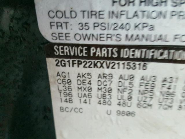 2G1FP22KXV2115316 - 1997 CHEVROLET CAMARO BAS მწვანე ფოტო 10