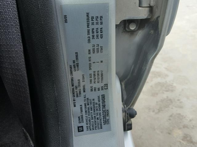 1GCDSCDE7A8104569 - 2010 CHEVROLET COLORADO L SILVER photo 10