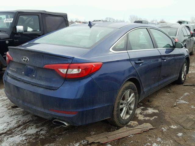 5NPE24AF7FH157725 - 2015 HYUNDAI SONATA SE BLUE photo 4