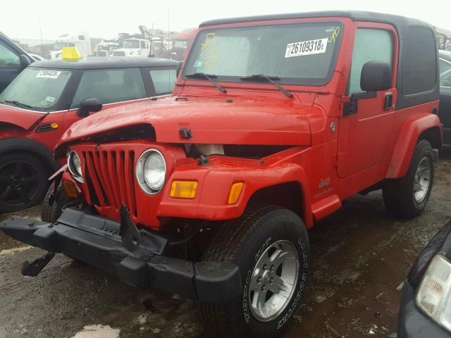 1J4FA39SX5P360902 - 2005 JEEP WRANGLER X RED photo 2