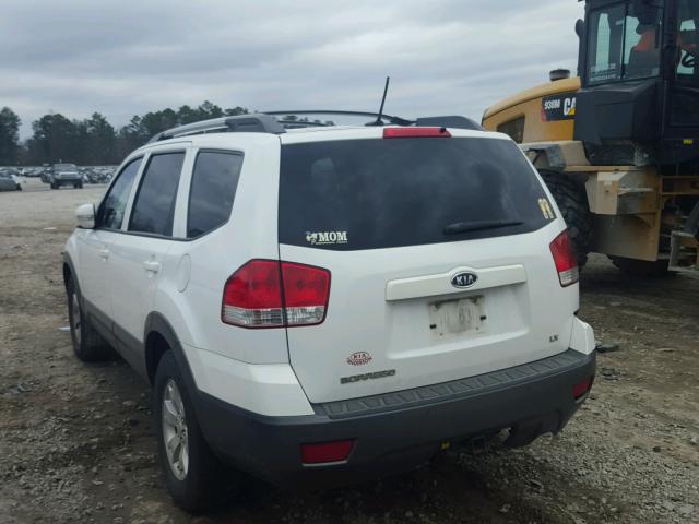 KNDJJ741595011508 - 2009 KIA BORREGO LX WHITE photo 3