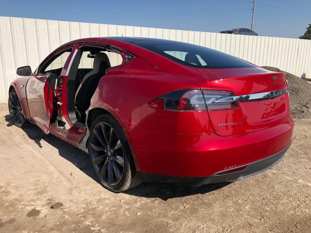 5YJSA1H1XFFP70371 - 2015 TESLA MODEL S 85 RED photo 3