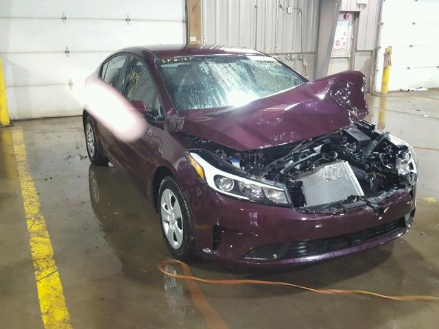 3KPFK4A77HE011457 - 2017 KIA FORTE LX BURGUNDY photo 1