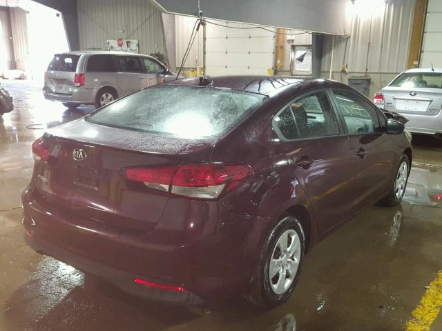 3KPFK4A77HE011457 - 2017 KIA FORTE LX BURGUNDY photo 4