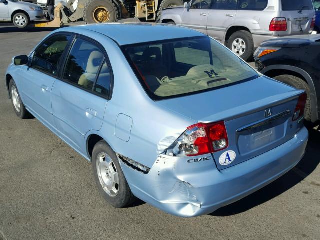 JHMES96613S028512 - 2003 HONDA CIVIC HYBR BLUE photo 3