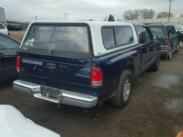 1B7GL22X11S282554 - 2001 DODGE DAKOTA BLUE photo 4