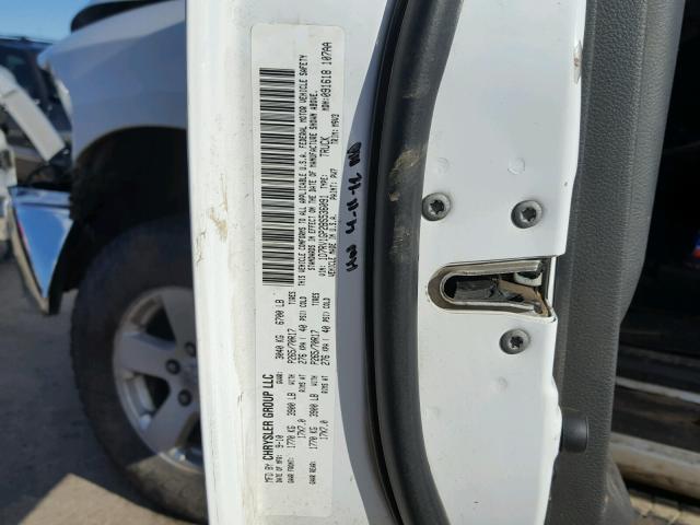 1D7RV1GP2BS536091 - 2011 DODGE RAM 1500 WHITE photo 10