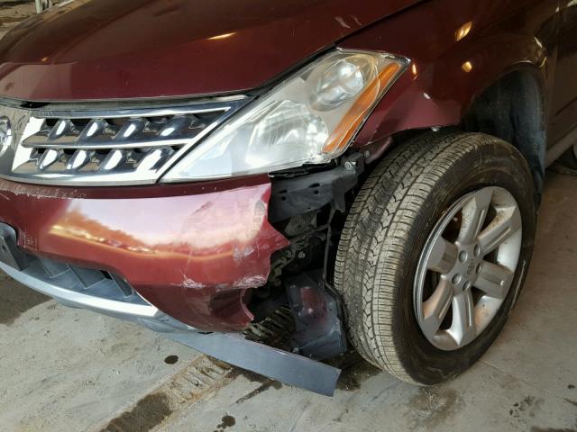 JN8AZ08W87W641041 - 2007 NISSAN MURANO SL RED photo 9