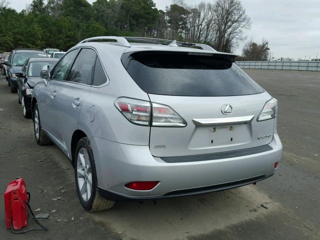 2T2BK1BA5CC128500 - 2012 LEXUS RX 350 SILVER photo 3