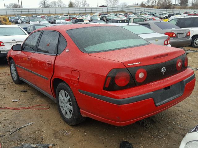 2G1WF52E959344513 - 2005 CHEVROLET IMPALA RED photo 3