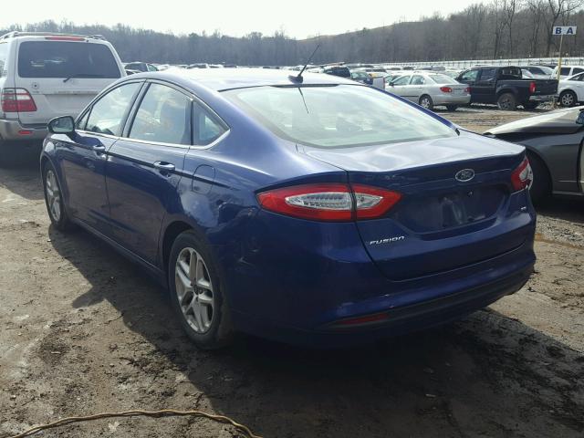 1FA6P0H77F5107751 - 2015 FORD FUSION SE BLUE photo 3