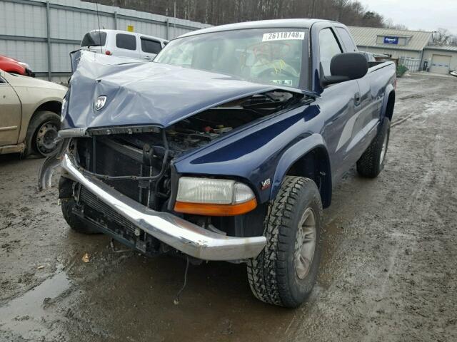 1B7GG22N5YS637691 - 2000 DODGE DAKOTA BLUE photo 2