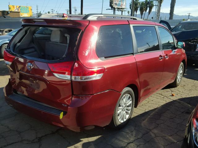 5TDYK3DC3CS205882 - 2012 TOYOTA SIENNA XLE BURGUNDY photo 4