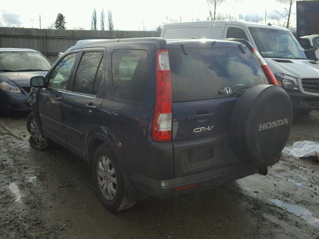 JHLRD68876C014691 - 2006 HONDA CR-V EX BLUE photo 3