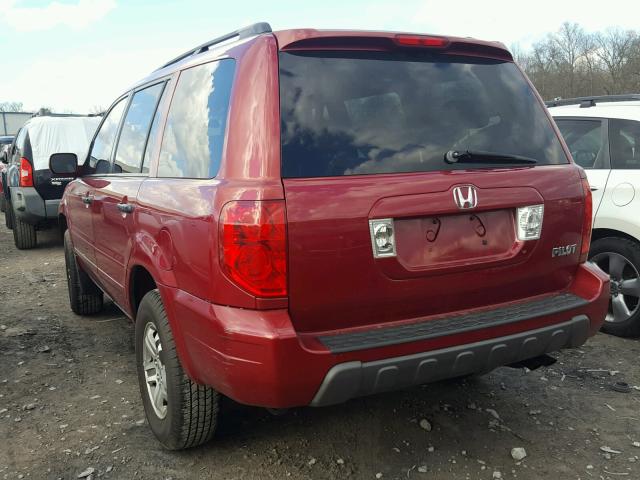 5FNYF18605B015137 - 2005 HONDA PILOT EXL RED photo 3