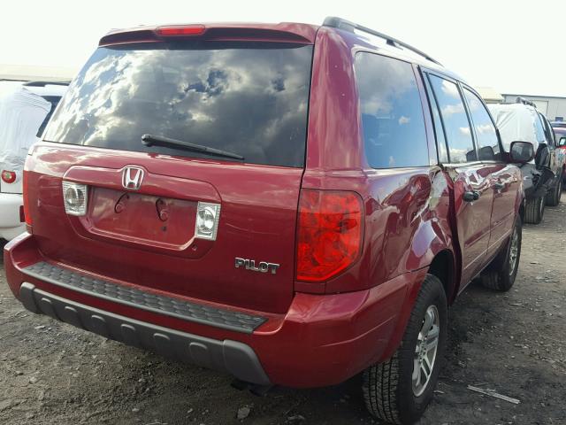 5FNYF18605B015137 - 2005 HONDA PILOT EXL RED photo 4